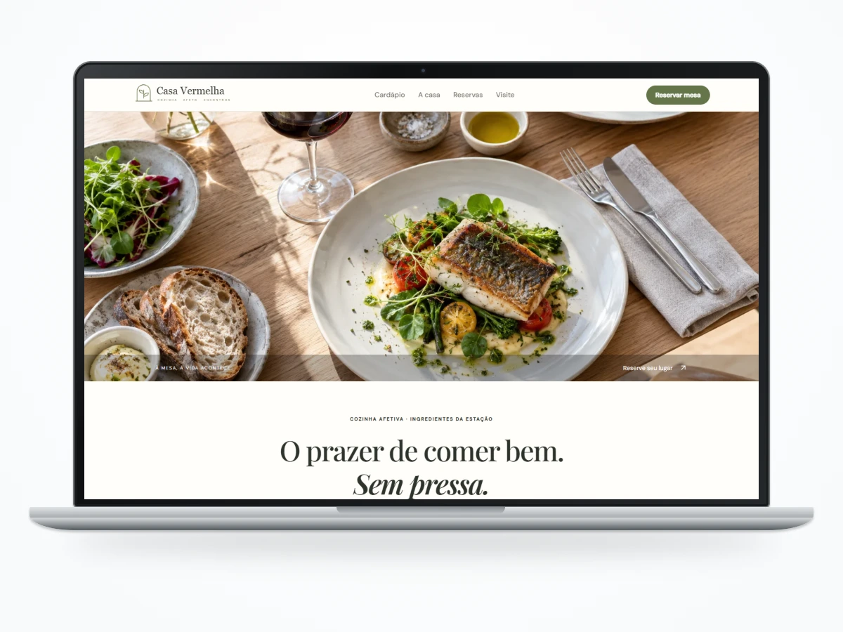 Mockup de site demonstrativo — Restaurante